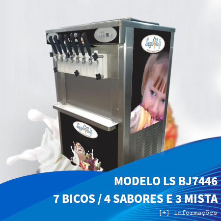 Máquina de Sorvete Expresso LS BJ7446 – 7 BICOS/ 4 SABORES E 3 MISTA